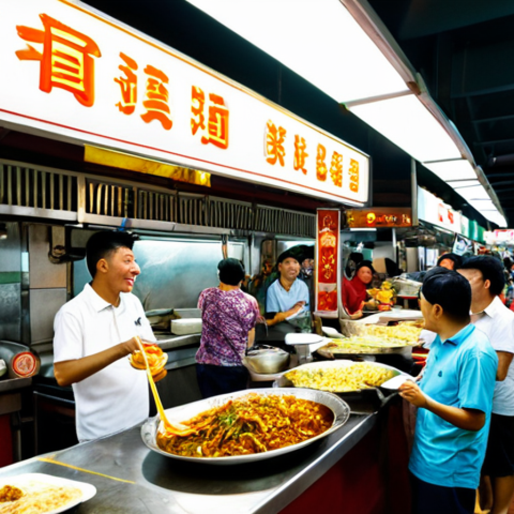 Hawker Center Feast**
"A vibrant Singapore hawker center at night, filled with people enjoying delicious street food. Focus on a table laden with dishes like Char Kway Teow and Laksa, brightly lit by overhead lamps. The atmosphere is bustling and cheerful, with steam rising from the food. Fully clothed, appropriate attire, safe for work, perfect anatomy, natural proportions, professional food photography, high quality."
**