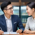 싱가포르 비즈니스 예절 - Here are three detailed image generation prompts in English, based on the provided text about busine...